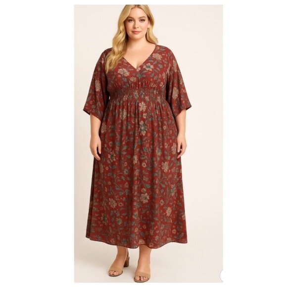 Floral Plus Size Maxi Dress - Picture 1 of 8